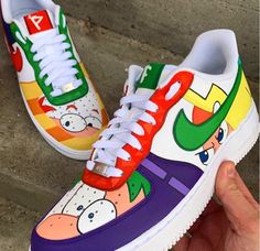 Base: Nike Air Force 1 Paints: Angelus Direct I can do any other design you want ,just message me with anything you have in mind so we can work on your own personalized custom pair! :) it can be painted on both sides . Great as a gift to yourself or your loved ones customizing them with a name or a personal dedication ! Wash on gentle cycle below 40 C, but it is always better to spot clean . Because the shoes are hand painted it takes me from 1-2 weeks (each pair) to finish them depending the de Sporty Sneakers With Character Print For Streetwear, Casual Custom Sneakers With Character Print For Streetwear, White Character Print Sneakers For Streetwear, Funky White Custom Sneakers For Streetwear, Customizable Multicolor Sneakers For Streetwear, Customizable Multicolor Streetwear Sneakers, Sporty Graffiti Print Sneakers For Streetwear, Multicolor Custom Sneakers For Streetwear, Custom Multicolor Sneakers For Streetwear