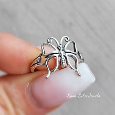 Sterling Silver Butterfly Ring - Gift - Everyday Ring - Celtic jewelry - gifts for her - stamped 925 -  Face Height: 17 mm Metal Matral: Sterling Silver Made with solid sterling silver. If you have any questions, please message us Unique Nickel-free Butterfly Ring For Gift, Unique Sterling Silver Nickel-free Butterfly Ring, Unique Nickel-free Sterling Silver Butterfly Ring, Nickel Free Sterling Silver Rings For Gifts, Nickel-free Sterling Silver Butterfly Ring, Handmade Sterling Silver Butterfly Ring For Anniversary, Unique Butterfly Sterling Silver Ring, Adjustable Sterling Silver Butterfly Ring, Adjustable Sterling Silver Birthday Rings