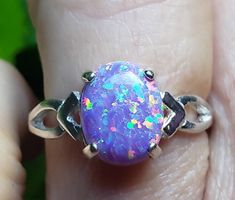 Beautiful Lavender Purple Fire Lab Created Opal 8x10mm Ring set in 925 Sterling Silver. Size 7. May be able to make in your size, please ask! Great Favorite Gift! Purple Oval Opal Ring For Gift, Oval Purple Opal Ring For Gift, Purple Opal, Purple Fire, Lavender Purple, Opal Rings, Fire Opal, 925 Sterling Silver Ring, Favorite Things Gift