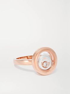 CHOPARD Happy Spirit 18-karat rose and white gold diamond ring | NET-A-PORTER Luxury Rose Gold Diamond Ring With Polished Finish, Luxury White Gold Rings With Rotating Bezel, Luxury Rose Gold Rings For Proposal, Luxury Rose Gold Proposal Rings, Luxury Rose Gold Diamond Ring With Bezel Setting, Chopard Necklace, Notes Craft, Gold Diamond Ring, White Gold Diamond Rings