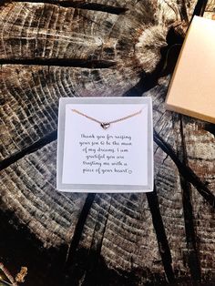 "Want the perfect way to thank your in-law?! This beautiful heart necklace is great for everyday wear, or as wedding-day jewelry. To order, please choose from our options: -Card + Box - No Jewelry: Includes a 3\"x3\" card, along with a 3\"x3\" box (necklace not included). -Card Only-No Jewelry: Includes a 3\"x3\" card (necklace and box not included). -[Necklace Color]: Includes a 3\"x3\" card, bracelet (in gold or silver) and box. Please choose between brown kraft or white gloss box, if ordered. Heart Pendant Necklace For Wedding And Mother's Day Gift, Rose Gold Heart Charm Necklace For Wedding, Delicate Personalized Necklaces For Wedding Gift, Heart Pendant Necklace Wedding Gift, Heart Necklace For Wedding Gift, Heart-shaped Necklace For Mother's Day Wedding Gift, Elegant Heart Charm Necklace For Wedding Gift, Heart Shaped Necklace For Wedding Gift, Wedding Heart Charm Necklace For Mother's Day