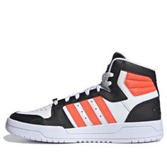 Adidas neo Entrap Mid Shoes White/Black/Orange H01542 (SNKR/Skate/Casual/Mid Top/Colorblock) Mid Shoes, Adidas Neo, Mid Top, Shoes White, Black Orange, Stylish Sneakers, Orange Black, Perfect Pair, White Black