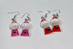 Cute bubblegum earrings, kawaii earrings, anyone who loves candy, sweets, bubblegum will love these earrings. Comes in red or pink Fun Red Resin Earrings, Fun Style Red Resin Earrings, Pink Resin Novelty Earrings, White Kawaii Earrings For Party, Playful Pink Earrings For Gift, Sweet Red Earrings For Gift, Handmade Red Sweet Earrings, Sweet Red Drop Earrings, Sweet Pink Party Earrings