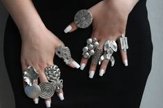 Discount: 40% off when you spend USD 500 ♥ The Statement rings are easy to adjust and would fit fingers size US 4 and up. ♥ Boho Big Rings with an ethnic feel. These Boho Style rings are silver plated with a matte, antique oxidized finish. Made with antique silver plated brass findings.  T A K E  G O O D  C A R E  Please follow these tips to keep it longer time. --Keep it in a dry place.Please take it off before bathing, exercising, swimming. --Don't wear it in the pools,the ocean or in hot tubs Witchy Ring, Ring Moon, Style Oversize, Long Ring, Head Ring, Mode Boho, Jewels Rings, Moon Ring, Tiger Head