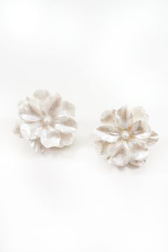 two white flowers sitting on top of each other