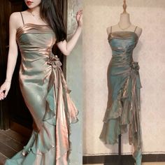 Aesthetic Ruffle Dress, Making A Dress, Party Dress Night, Big Dress, Classy Prom Dresses, Fantasy Dress