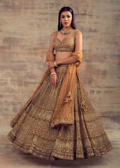 Gold Color Wedding Lehenga FARZIN – Panache Haute Couture Net Anarkali Set For Wedding Party, Wedding Party Wear Anarkali Set In Net, Party Wear Net Anarkali Set For Wedding, Anarkali Style Net Lehenga With Self Design, Elegant Gold Net Lehenga, Elegant Net Lehenga For Festive Occasions, Elegant Festive Net Lehenga, Self-design Net Lehenga For Navratri, Navratri Net Lehenga With Self Design