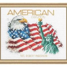 the american flag and an eagle cross stitch pattern