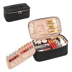 PRICES MAY VARY. PERFECT DESIGN - Meticulously crafted with a Separate Partitions for lipsticks and lip gloss design, the main compartment features a top and bottom layout, along with 2 small pockets and 6 internal elasticized pockets. Enjoy dedicated spaces for your makeup brushes, lipsticks, mirrors, and essential makeup tools, ensuring a well-organized and easily accessible beauty experience. LARGE CAPACITY - OCEHAL travel makeup bag organizer strikes the perfect balance of portability and sp Makeup Bag Organizer, Compact Makeup, Cosmetic Bag Organization, Make Up Bags, Makeup Brush Organization, Small Makeup Bag, Vanity Bag, Makeup Bag Organization, Women Cosmetics