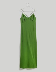 Layton Midi Slip Dress Green Bias Cut Slip Dress With Spaghetti Straps, Green Slip Dress With Spaghetti Straps And Bias Cut, Green Fitted Slip Dress With Spaghetti Straps, Fitted Green Cami Slip Dress, Green Fitted Cami Slip Dress, Spring Midi Slip Dress With Built-in Bra, Solid V-neck Slip Dress With Adjustable Straps, Dress Drape, Midi Slip Dress