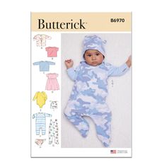 PRICES MAY VARY. Sewing pattern packet comes with sewing templates, fabric recommendations, pattern pieces, sizing guides, and instructions Infant's clothing patterns for sewing can be made to fit sizes XXS-XS-S-M-L Loose-fitting jacket, pullover tops, dress and rompers have narrow hems; jacket has long sleeves and button closure; rompers have snap crotch; view G romper has button closure; diaper cover has hook and loop tape closure From modern inspirations to iconic vintage classics, Butterick Tops Dress, Hat Patterns To Sew, Butterick Pattern, Hook And Loop Tape, Paper Sewing Patterns, Butterick Sewing Pattern, Baby Jacket, Vogue Patterns, Diaper Cover