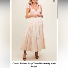 -Worn Once But In Excellent Brand New Condition -Super Quality Material -Maternity Dress But Could Be Worn Either Way! -Pink Straps Are Great Material And Hold Up Really Good Blush Cream, Maternity Maxi Dress, Maternity Maxi, Dresses Pink, Pregnancy Maxi Dress, Hold Ups, Pink Blush, Maternity Dress, Maternity Dresses