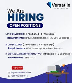 we are hiring open positions flyer