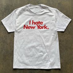 Looking for THAT oddly specific shirt and funny shirt? Now you can be sarcastic on your travel, on your vacation, or even just on your local area with this I Hate New York shirt. Not only is that this shirt is funny, it's also customizable and personalizable! It could be a funny gift for anyone you know who hates certain things or even a gift for yourself just to say out loud that you hate something. It could be a funny gift for her, a gift for him, a birthday gift, a christmas gift or whatever Locally Hated Shirt, Oddly Specific Shirts, Oddly Specific, New York Shirt, Funny Gifts For Her, Travel Shirt, Statement Tees, Local Area, Travel Shirts