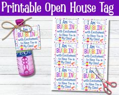 printable open house tag with scissors and clippings for the label on it