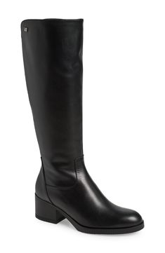 Memory gel provides luxe cushioning in this riding-inspired knee-high boot that's crafted from breathable leather. Side zip closure Leather and textile upper and lining/synthetic sole Made in Spain