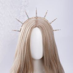 👑 Product Description:  -- Appearance: Gold / Silver Halo Crown Color Diamond Wedding Bridal Halo Headband Halo Headpiece Princess Goddess Sun Bride Tiara Ren Faire Head Piece For Women This headband is made from durable and sturdy zinc alloy material, which securely attaches to the band, providing a lightweight and pressure-free wearing experience. The crown features a spiked halo design, emphasizing the radiant brilliance of the sun. Each colorful rhinestone has been carefully selected and hand-applied, adding a touch of elegance and sparkle. Wearing this sparkling crown, coupled with a gorgeous gown, standing in the crowd, you are so radiant and eye-catching. -- Adjustable size: One size suitable for adults and kids, ideal for adults.  -- Comfortable to wear: Halo crown is convenient a Halo Crown Headpieces, Headband Halo, Gold Halo Crown, Halo Headpiece, Goddess Crown, Bridal Halo, Halo Crown, Halo Headband, Bride Tiara