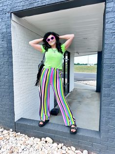 Get ready for some fun in the sun with our Paradise City Striped Knit Pants! Made with a stretchy material, these colorful pants are perfect for a day at the beach or a sunny vacation. Say goodbye to boring outfits and hello to playful style! -So colorful and so fun! -Wear as a beach coverup or with a fun crop top! -Perfect for music festival season! ;) -STRETCHY, elastic waistband -Colorful striped pattern -- I'm drooling! -High waisted fit -Open weave knit (not sheer but pair with flesh tone u Boring Outfits, Colorful Pants, Sunny Vacation, Paradise City, Kimono Coat, Playful Style, Pants Large, Colored Pants, Fun In The Sun