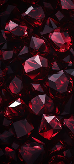 many red diamonds are scattered together on the floor in this image, and there is no image here to provide a caption for