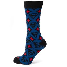 DC Comics - Superman Circle Motif Blue Men's Socks Image 1 Superman Logo, Azul Real, Mens Socks, Black Diamond, Blue Man, Superman, Dc Comics, Cufflinks, Tights