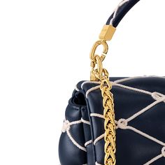 LOUIS VUITTON® - Go-14 Mm - Bleu Navy Luxury Navy Bags With Leather Trim, Luxury Navy Bag With Leather Trim, Luxury Navy Bags For On-the-go, Lv New Wave Chain Bag, Lv Twist, Louis Vuitton New Wave Chain Bag, Fall Winter Essentials, Louis Vuitton Gifts, Trunk Bag