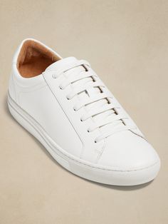 Nickola Leather Sneaker | Banana Republic Sporty Lace-up Sneakers In Swift Leather, Classic Leather Walking Shoes With White Sole, Everyday Sneakers With Ortholite Insole, Everyday Comfortable Sneakers With Ortholite Insole, Comfortable Everyday Sneakers With Ortholite Insole, Classic Walking Shoes With Ortholite Insole For Sports, Leather Sneakers With Ortholite Insole And White Sole, Classic Slip-on Sneakers With White Sole, Modern Low-top Swift Leather Sneakers