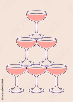 four wine glasses stacked on top of each other