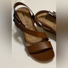 New In Box, Montego Bay Club Strappy Sandals With 3 1/4” Wedge Heel. Brown With Cork Pattern. Comes In Original Box, But No Lid. Size 9 Beach Wedge Sandals With Heel Strap And Low Heel, Cushioned Low Heel Wedge Sandals, Medium Width Wedge Sandals With 4-inch Heel, Medium Width 4-inch Wedge Heel Sandals, Brown Strappy Sandals, Club Shoes, Montego Bay, Womens Shoes Wedges, Strappy Sandals