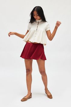 Twirly UO skort in a fit-and-flare, mini silhouette. Crafted in a soft, stretch knit with a mid-rise waistline, floaty skirt and finished with built-in short designed to be an everyday favorite. Only at Urban Outfitters. Features UO Jaclyn skater skort Fit-and-flare skirt Soft, stretch knit Mid-rise stretch waistline Floaty skirt overlay A-line fit Mini length Built-in shorts Easy pull-on style UO exclusive Content + Care 96% Polyester, 4% spandex Machine wash Imported Size + Fit Model in Black Chic Mini Skort By Urban Outfitters, Chic Mini Length Skort By Urban Outfitters, Chic Fitted Skort From Urban Outfitters, Chic Fitted Skort By Urban Outfitters, Urban Outfitters Chic Mini Skort, Chic Fitted Urban Outfitters Skort, Fitted Short Length Skort By Urban Outfitters, Fit And Flare Skirt, Red Fits