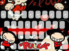 an animated image of mickey mouse and minnie mouse keyboard with the word puca on it