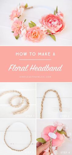 how to make a floral headband with braids and flowers on the side, including pink