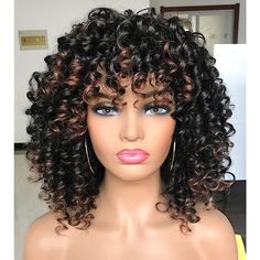 Category:Synthetic Wig; Gender:Women's; Wig Type:Natural Wigs; Occasion:Daily Wear,Party / Evening,Vacation,Daily; Age Group:Adults; Color Shade:Red,Black,Blonde,Multi-color,Burgundy,Brown,Gray,Ombre; Hair Material:Synthetic Hair; Cap Construction:Machine Made; Texture:Afro Curly; Length:Short; Features:Soft,Easy to Carry,Fashion,Comfortable,Fluffy; Heat Resistant:Yes; Listing Date:04/04/2023; Cap Circumference:; Front to Back:; Nape of Neck:; Side to Side Across Forehead:; Side to Side Over Top Warm Brown Highlights, Brown To Grey Ombre, Bangs For Black Women, Gray Ombre, Layered Curly Hair, Curled Hair, Medium Curly, Curly Bangs, Natural Black Women