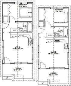 two story house plans with one bedroom and an attached living area in the same floor plan