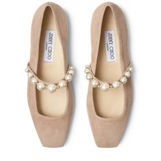 Black Suede Flats with Pearl Embellishment | ADE FLAT | High Summer 2021 | JIMMY CHOO Jimmy Choo Flats, Black Suede Flats, Ballerina Style, Outfit Inspired, Ankle Chain, String Of Pearls, Ballet Pink, Suede Flats, Ballerina Shoes