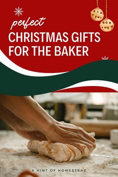 the cover of perfect christmas gifts for the baker, with an image of a hand knead