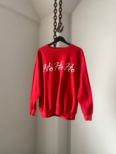 "HO HO HO Christmas Red Sweater / size XL A nice Christmas red sweater for the Holiday season ❤️🎄❤️ Pretty cute gift for your daddy to wear during this winter season ☺️❄️ Chest 24\" Length 27\" Tag says XL Let me know if you need any more infos or photos, Merci T" Red Cotton Sweatshirt For Winter, Red Winter Sweatshirt, Red Crew Neck Sweater For Winter, Vintage Red Top For Winter, Red Casual Holiday Sweatshirt, Casual Red Holiday Sweatshirt, Vintage Red Tops For Winter, Casual Red Sweatshirt For Holidays, Red Holiday Sweatshirt For Winter