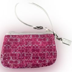 Fun Hot Pink And Sparkly Silver Coach Small Wristlet, Could Also Used As A Coin Purse Inside Another Bag. Just Found From Sometime In The 2000’s And It’s In Great Condition, Was Never Used. 2000s Purse, Pink And Sparkly, Small Wristlet, Dream Bags, 2023 Christmas, Fashionista Clothes, Wallet Pouch, Pretty Bags, Coach Wristlet