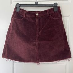 Nwot Never Worn Super Soft Raw-Edged Corduroy Mini Skirt. The Color Is Perfect For Fall! Corduroy Mini Skirt, Faux Leather Mini Skirt, Tie Front Cardigan, Plum Color, Sequin Mini, Printed Denim, Marc Fisher, Skirts With Pockets, Red Sweaters