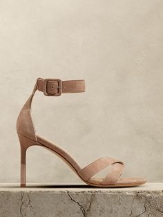 Terrazzo Suede High-Heel Sandal | Banana Republic Modern Suede Sandals With Buckle Closure, Leather High Heel Sandals With Single Strap, Leather Double Strap Sandals With Wrapped Heel, Chic Suede Heels With Single Toe Strap, Chic Suede Sandals With Heel Strap, Chic Suede Sandals With Single Toe Strap, Elegant Suede Sandals With Ankle Strap, Elegant Suede Ankle Strap Sandals, Suede Heels With Heel Strap And Single Toe Strap