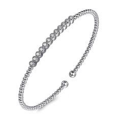 BG4118-62W45JJ14k white gold Bujukan bead diamond bangle bracelet - .15cttw Stackable Diamond Bangle Bracelet, Modern White Gold Diamond Bangle With Diamond Accents, Modern White Gold Diamond Bracelet With Accents, White Gold Diamond Accents Bangle Bracelet, White Gold Diamond Accents Bangle, Diamond White Stackable Diamond Bracelets, White Gold Diamond Bracelets With Bezel Setting, White Gold Diamond Accented Bangle Cuff Bracelet, Stackable Round Diamond Cuff Bracelet