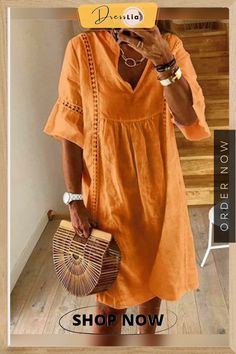 Classic and Breezy Dress Casual Beach Dress, Fresh Dress, Casual Short Sleeve Dress, Best Summer Dresses, Legging Outfits, Half Sleeve Dresses, Dresses By Length, Patchwork Dress, Vestido Casual