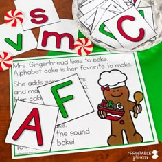 gingerbread likes to bake alphabet cards for christmas