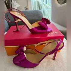 Nib Kate Spade Ilexa Fushia Satin Heels. Size 9.5 2016 Boutique Item. From My Closet To Yours Elegant Kate Spade Ankle Strap Heels, Elegant Kate Spade Heels With Padded Heel, Elegant Kate Spade Heels With Heel Strap, Elegant Kate Spade High Heels, Elegant Kate Spade Evening Heels, Elegant Kate Spade Heels For Evening, Silk Heels For Spring Evening, Silk Heels For Spring Formal Occasions, Spring Evening Silk Heels