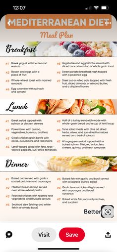 Mediterranean Diet Food List, Mediterranean Recipes Healthy, Mediterranean Diet Recipes Dinners, Med Diet, Mediterranean Diet Meal Plan, Easy Mediterranean Diet Recipes, Mediterranean Diet Plan, Dash Diet, Diet Food List