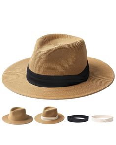 PRICES MAY VARY. Material: The Wide Brim Panama Hat Fedora Straw sun hat is made of breathable Paper Straw which makes it lightweight and flexible;Tight braiding ensures durability and shape UPF 80+ Sun Protection:This fedora straw sun hat offers UPF 50+ sun protection with full brim 2.75- 3.15 inch (7-8cm),sun blocker function make the hat perfect to use as a beach hat for outdoor activities such as golf play or any casual occasion;And this hat is very wearable with anything like shorts,jeans o Lightweight Wide Brim Fedora For Outdoor, Lightweight Short Brim Panama Hat For Outdoor, Lightweight Fedora Sun Hat For Outdoor, Lightweight Fedora Sun Hat For Vacation, Outdoor Straw Hat With Upf 50+, Lightweight Flat Brim Fedora For Outdoor, Lightweight Wide Brim Panama Hat For Outdoor, Lightweight Wide Brim Sun Hat For Beach Season, Solid Fedora Sun Hat For Outdoor