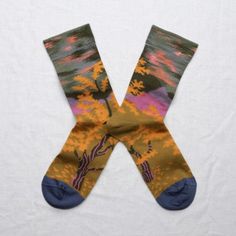 Herbier Paysage in Absinthe Socks Socks Bonne Maison Things For Baby, Marketing Photography, Summer Clearance, Knitted Socks, Bandana Hairstyles, Absinthe, French Brands, Short Leggings, Egyptian Cotton