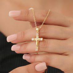 This gold cross pendant necklace for women is a timeless and elegant accessory, crafted from high-quality materials to ensure lasting durability. The stunning gold cross pendant offers a classic design, perfect for everyday wear or special occasions. Measurements: Pendant:18x30mm Chain: 14/16/18/20/22inch.All necklaces come with 2inch extender chain! All jewelry comes in a soft velvet pouch ready for gift. Materials: Gold over brass Quality promise Our jewelry is crafted with  attention to detai Christmas Gift For Women, Gold Cross Necklace, Gold Cross Pendant, Gold Cross, Cross Pendant Necklace, Elegant Accessories, Christmas Gifts For Women, Gold Plated Jewelry, Necklace For Women