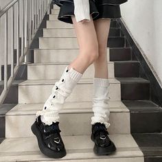 Attention: This price includes a pair of legwears only, others are not included. Casual Knitted Legwear, Casual Fitted Knitted Legwear, Casual White Legwear For Winter, White Knitted Fitted Knee-high Socks, Trendy White Legwear For Fall, Knitted Leg Warmers, Xmas Wishlist, Anime Clothes, Drawing Anime Clothes