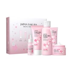 PRICES MAY VARY. 【Rich in Cherry Blossom Extract】: Cherry blossoms have moisturizing and hydrating effects on the skin. They contain natural vitamins A, B, and E, which can help shrink pores, balance facial oil secretion, maintains skin elasticity and reduce fine lines. 【Complete Facial Care Process】: LAIKOU's skin beauty gift can provide everything you need for facial care: cleanser, toner, serum, eye cream and face cream. 【Cleanses & Nourishes Skin】: The toiletries travel kit is infused with c Japan Sakura, Japanese Skincare, Moisturizing Toner, Skincare Gift Set, Gift Sets For Women, Skin Care Kit, Natural Vitamins, Girly Accessories, Care Kit