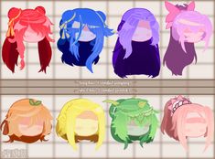 an image of different colored hair styles